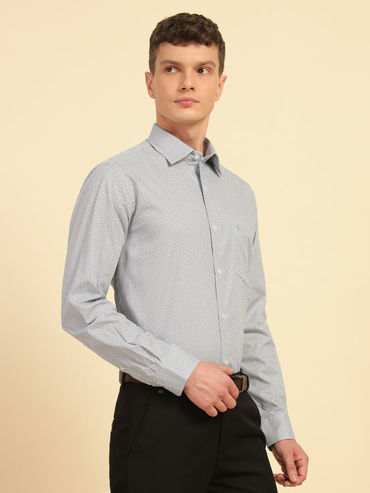 Formal Shirt for Men | Breathable & Soft with Color Fastness Regular Fit Cotton Fabric Printed Pattern
