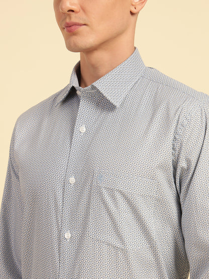 Formal Shirt for Men | Breathable & Soft with Color Fastness Regular Fit Cotton Fabric Printed Pattern