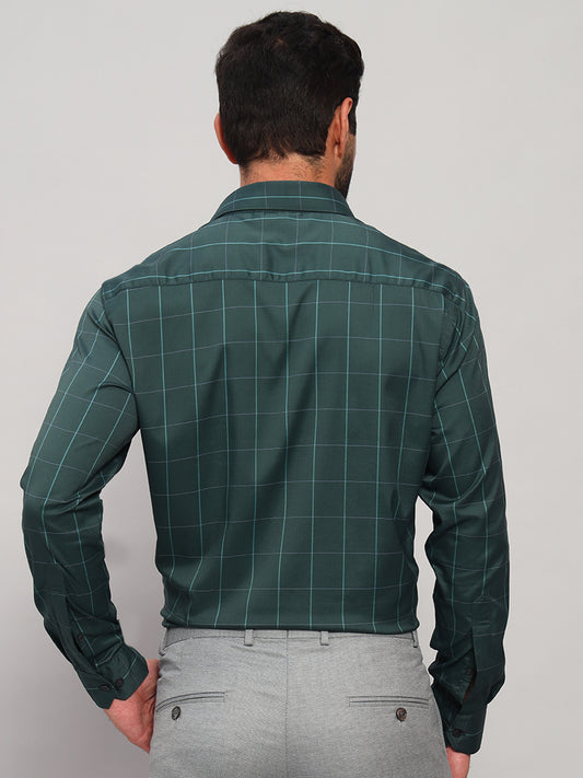 Formal Shirt for Men l Breathable & Soft with Color Fastness Regular Fit Spread Collar Neck Nylon Fabric Checkered Pattern