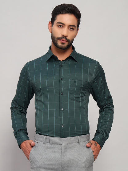Formal Shirt for Men l Breathable & Soft with Color Fastness Regular Fit Spread Collar Neck Nylon Fabric Checkered Pattern
