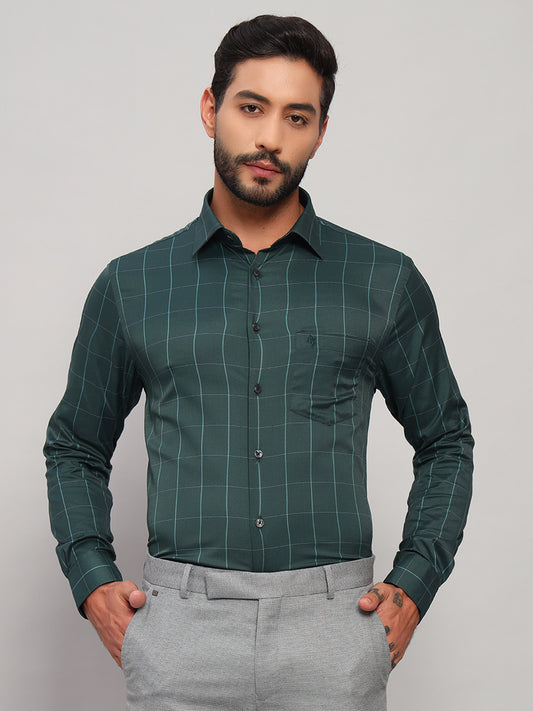 Formal Shirt for Men l Breathable & Soft with Color Fastness Regular Fit Spread Collar Neck Nylon Fabric Checkered Pattern