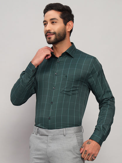 Formal Shirt for Men l Breathable & Soft with Color Fastness Regular Fit Spread Collar Neck Nylon Fabric Checkered Pattern
