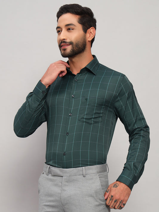 Formal Shirt for Men l Breathable & Soft with Color Fastness Regular Fit Spread Collar Neck Nylon Fabric Checkered Pattern