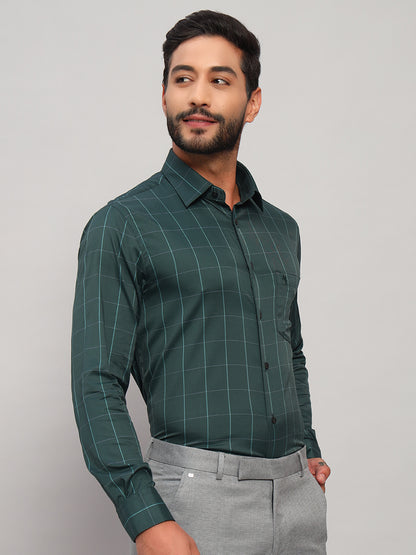 Formal Shirt for Men l Breathable & Soft with Color Fastness Regular Fit Spread Collar Neck Nylon Fabric Checkered Pattern