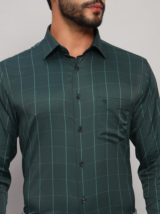 Formal Shirt for Men l Breathable & Soft with Color Fastness Regular Fit Spread Collar Neck Nylon Fabric Checkered Pattern