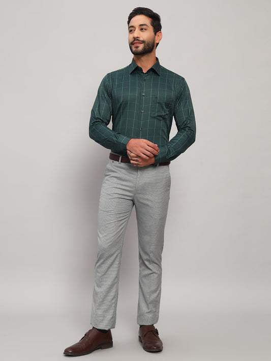 Formal Shirt for Men l Breathable & Soft with Color Fastness Regular Fit Spread Collar Neck Nylon Fabric Checkered Pattern