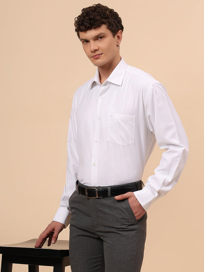 Formal Shirt for Men l Breathable & Soft with Color Fastness Regular Fit Spread Collar Neck Cotton Blend Fabric Solid Pattern