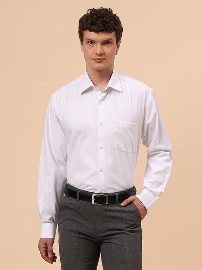 Formal Shirt for Men l Breathable & Soft with Color Fastness Regular Fit Spread Collar Neck Cotton Blend Fabric Solid Pattern