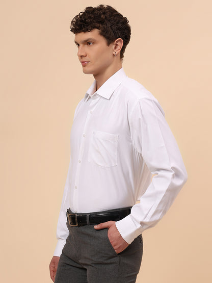 Formal Shirt for Men l Breathable & Soft with Color Fastness Regular Fit Spread Collar Neck Cotton Blend Fabric Solid Pattern