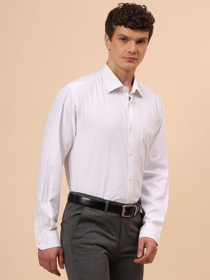 Formal Shirt for Men l Breathable & Soft with Color Fastness Regular Fit Spread Collar Neck Cotton Blend Fabric Solid Pattern