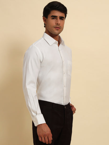 Formal Shirt for Men l Breathable & Soft with Color Fastness Regular Fit Spread Collar Neck Cotton Blend Fabric Solid Pattern