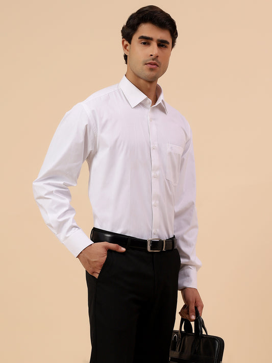 Formal Shirt for Men l Breathable & Soft with Color Fastness Regular Fit Spread Collar Neck Cotton Blend Fabric Self Design Pattern