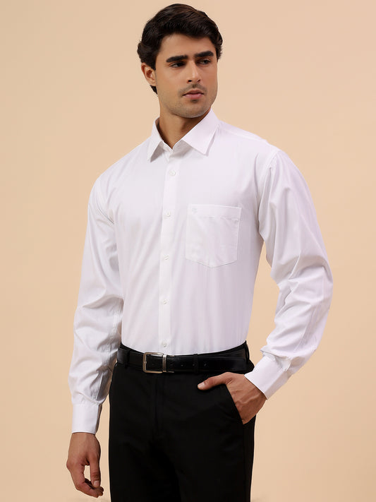 Formal Shirt for Men l Breathable & Soft with Color Fastness Regular Fit Spread Collar Neck Cotton Blend Fabric Self Design Pattern