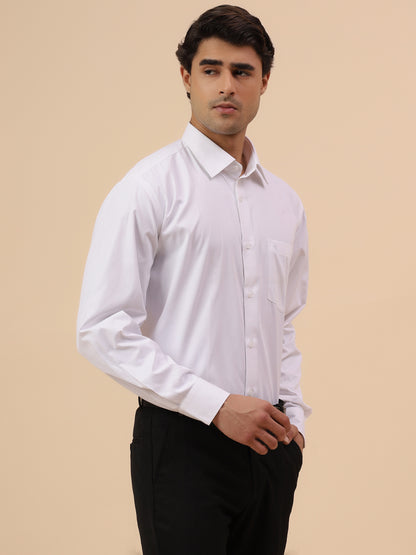 Formal Shirt for Men l Breathable & Soft with Color Fastness Regular Fit Spread Collar Neck Cotton Blend Fabric Self Design Pattern