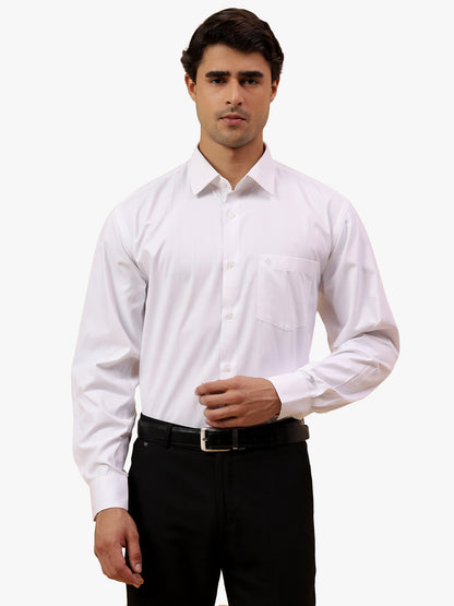 Formal Shirt for Men l Breathable & Soft with Color Fastness Regular Fit Spread Collar Neck Cotton Blend Fabric Self Design Pattern