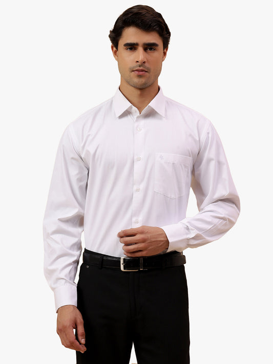 Formal Shirt for Men l Breathable & Soft with Color Fastness Regular Fit Spread Collar Neck Cotton Blend Fabric Self Design Pattern