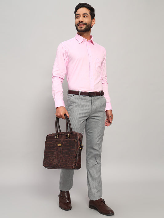 Formal Shirt for Men l Breathable & Soft with Color Fastness Regular Fit Spread Collar Neck Cotton Fabric Solid Pattern