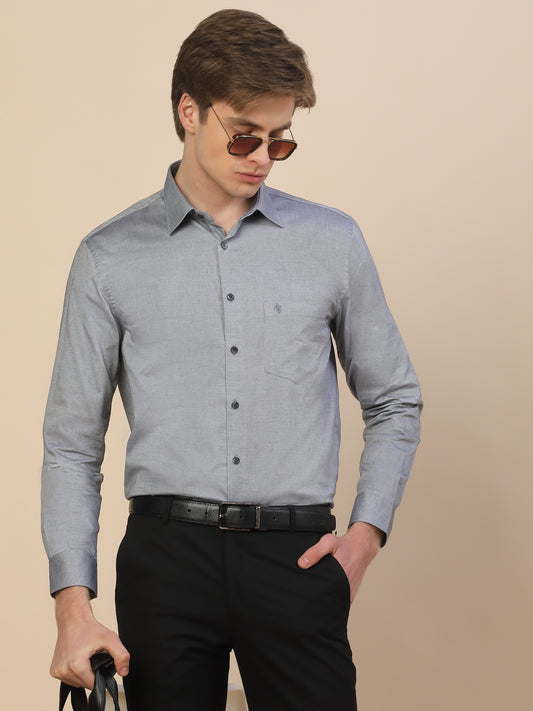 Formal Shirt for Men | Breathable & Soft with Color Fastness Regular Fit Spread Collar Neck Cotton Fabric Solid Pattern