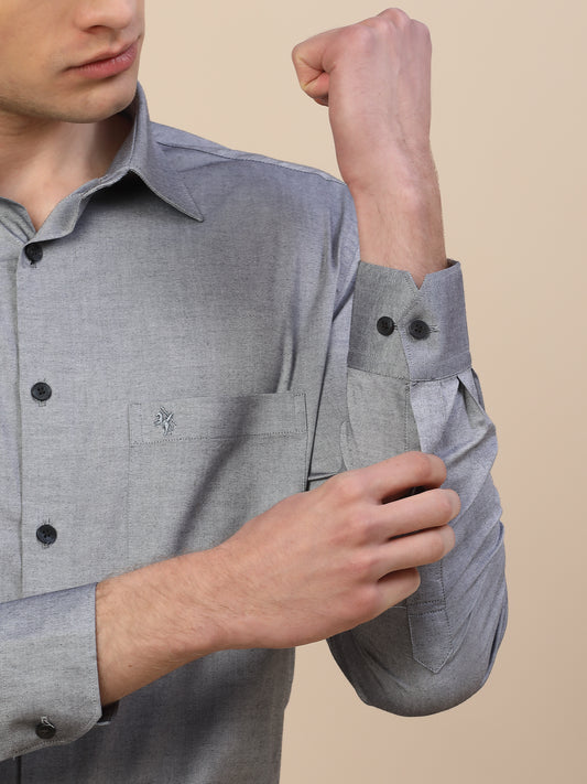 Formal Shirt for Men | Breathable & Soft with Color Fastness Regular Fit Spread Collar Neck Cotton Fabric Solid Pattern