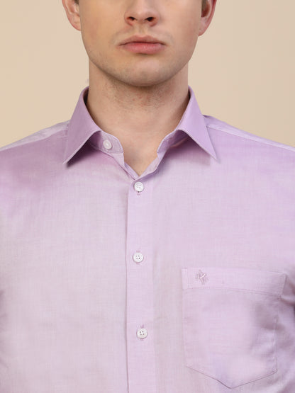 Formal Shirt for Men | Breathable & Soft with Color Fastness Regular Fit Spread Collar Neck Cotton Fabric Solid Pattern