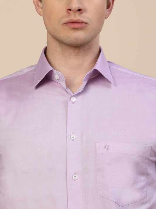 Formal Shirt for Men | Breathable & Soft with Color Fastness Regular Fit Spread Collar Neck Cotton Fabric Solid Pattern