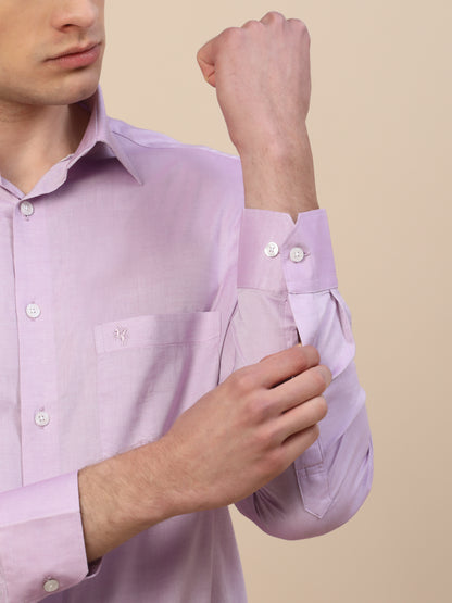 Formal Shirt for Men | Breathable & Soft with Color Fastness Regular Fit Spread Collar Neck Cotton Fabric Solid Pattern