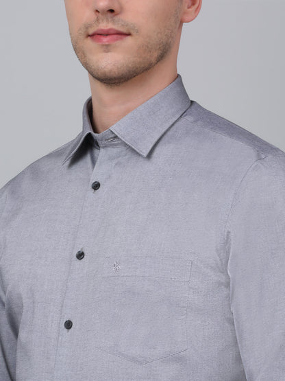 Men's Grey  Formal Plain Full Sleeve Shirt