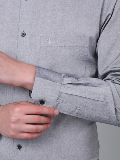 Men's Grey  Formal Plain Full Sleeve Shirt