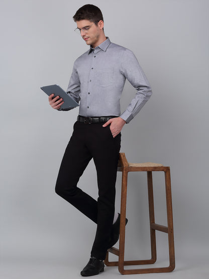 Men's Grey  Formal Plain Full Sleeve Shirt