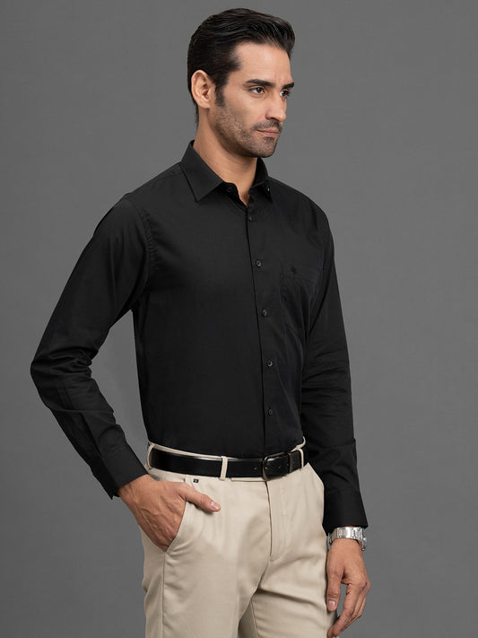 Men's Black Slim Fit Solid Full Sleeve Formal Shirt