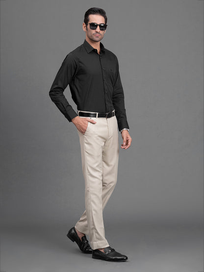 Men's Black Slim Fit Solid Full Sleeve Formal Shirt