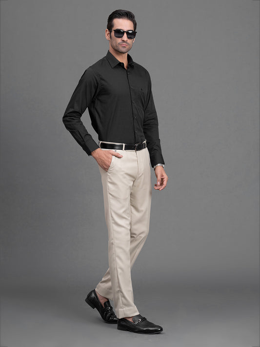 Men's Black Slim Fit Solid Full Sleeve Formal Shirt