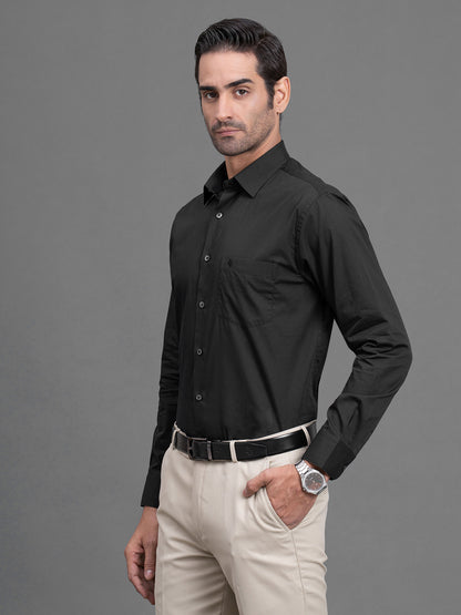 Men's Black Slim Fit Solid Full Sleeve Formal Shirt