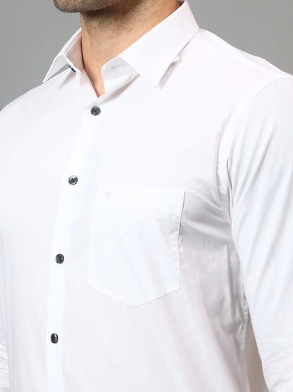 Men's White Formal Plain Full Sleeve Shirt