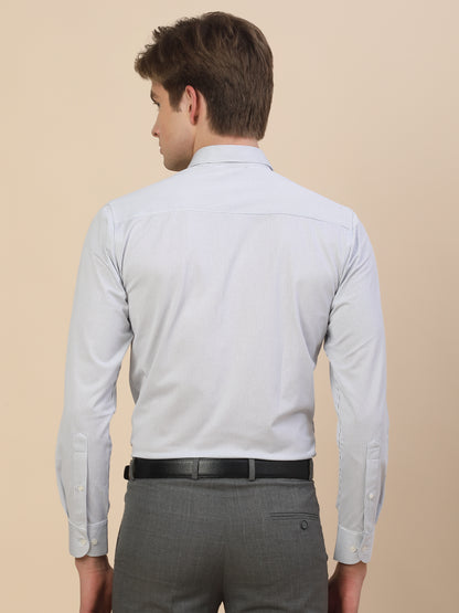 Formal Shirt for Men | Breathable & Soft with Color Fastness Regular Fit Spread Collar Neck Cotton Blend Fabric Striped Pattern