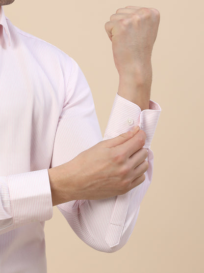 Formal Shirt for Men | Breathable & Soft with Color Fastness Regular Fit Spread Collar Neck Cotton Blend Fabric Striped Pattern