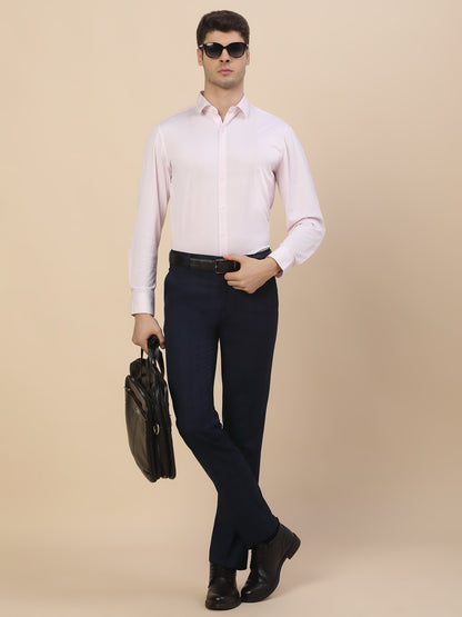 Formal Shirt for Men | Breathable & Soft with Color Fastness Regular Fit Spread Collar Neck Cotton Blend Fabric Striped Pattern