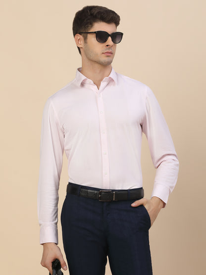 Formal Shirt for Men | Breathable & Soft with Color Fastness Regular Fit Spread Collar Neck Cotton Blend Fabric Striped Pattern