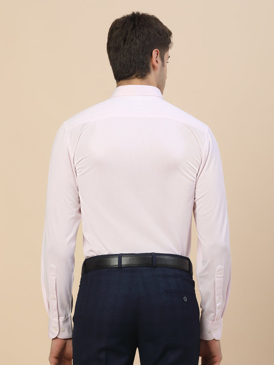 Formal Shirt for Men | Breathable & Soft with Color Fastness Regular Fit Spread Collar Neck Cotton Blend Fabric Striped Pattern