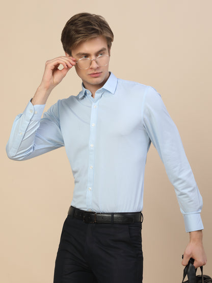 Formal Shirt for Men | Breathable & Soft with Color Fastness Regular Fit Spread Collar Neck Cotton Blend Fabric Striped Pattern