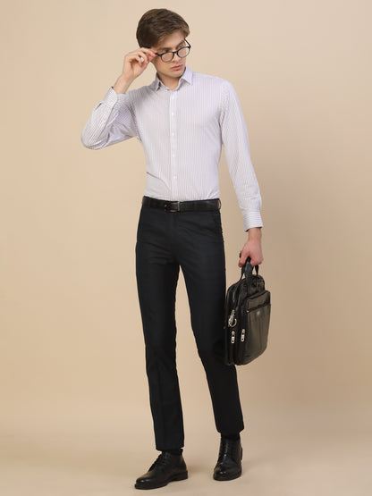 Formal Shirt for Men | Breathable & Soft with Color Fastness Regular Fit Spread Collar Neck Cotton Blend Fabric Striped Pattern