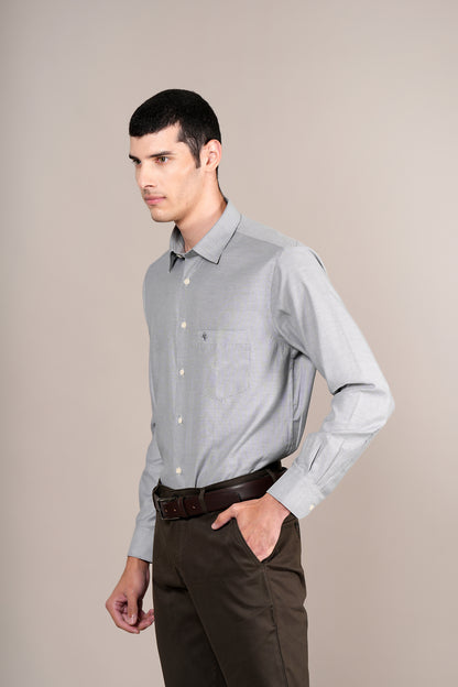 Formal Shirt for Men l Breathable & Soft with Color Fastness Regular Fit Spread Collar Neck Cotton Blend Fabric Self Design Pattern