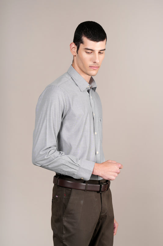 Formal Shirt for Men l Breathable & Soft with Color Fastness Regular Fit Spread Collar Neck Cotton Blend Fabric Self Design Pattern