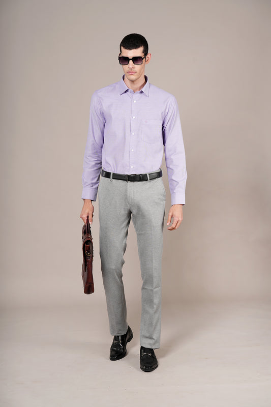 Formal Shirt for Men l Breathable & Soft with Color Fastness Regular Fit Spread Collar Neck Cotton Blend Fabric Self Design Pattern