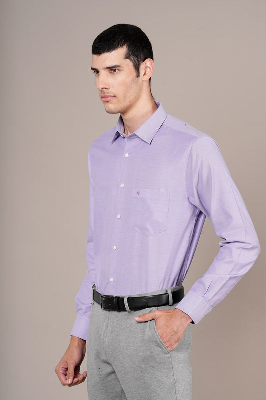 Formal Shirt for Men l Breathable & Soft with Color Fastness Regular Fit Spread Collar Neck Cotton Blend Fabric Self Design Pattern