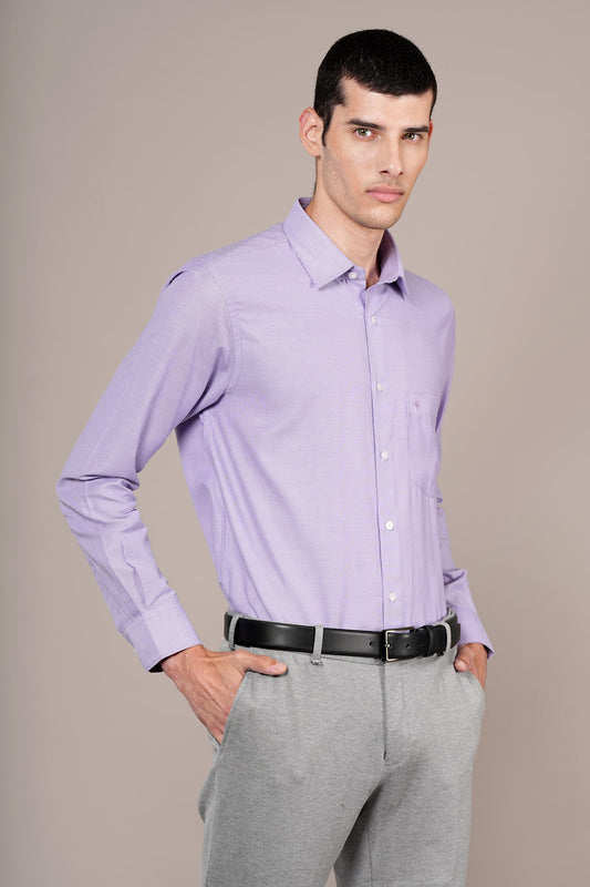 Formal Shirt for Men l Breathable & Soft with Color Fastness Regular Fit Spread Collar Neck Cotton Blend Fabric Self Design Pattern