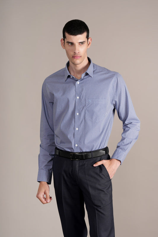 Formal Shirt for Men l Breathable & Soft with Color Fastness Regular Fit Spread Collar Neck Cotton Blend Fabric Self Design Pattern