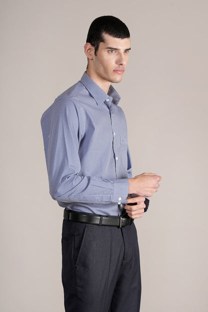 Formal Shirt for Men l Breathable & Soft with Color Fastness Regular Fit Spread Collar Neck Cotton Blend Fabric Self Design Pattern