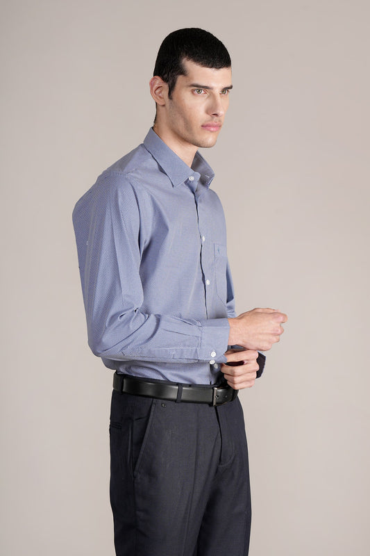 Formal Shirt for Men l Breathable & Soft with Color Fastness Regular Fit Spread Collar Neck Cotton Blend Fabric Self Design Pattern