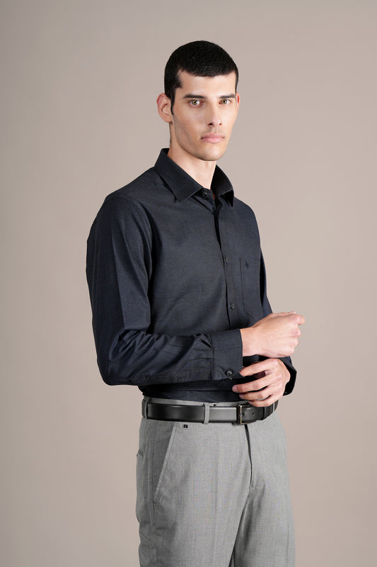 Formal Shirt for Men l Breathable & Soft with Color Fastness Regular Fit Spread Collar Neck Cotton Fabric Self Design Pattern